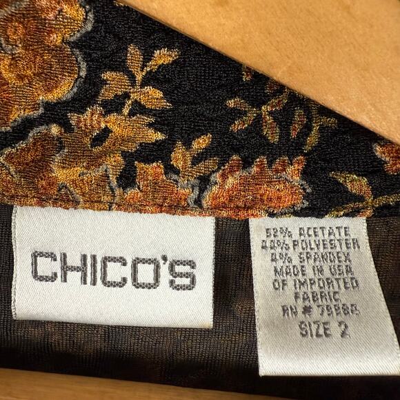 Chico's Women Floral Jacket Size 2 (US Large/12) Dark Romantic Fall Fairy Grunge - Picture 4 of 5